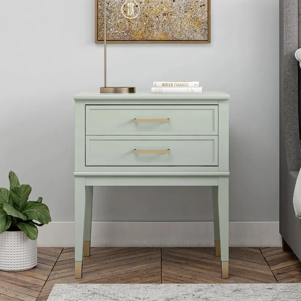 Wantagh End Table with 2 Drawers - Green, Wood image