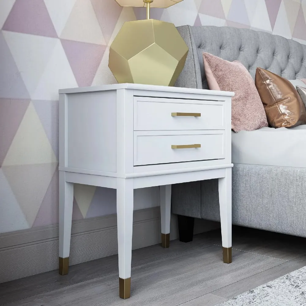 Wantagh End Table with 2 Drawers - White, Wood