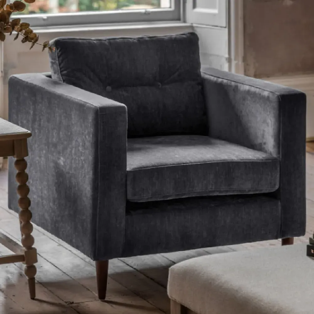 Wantagh Fabric Armchair - Charcoal, Oak image