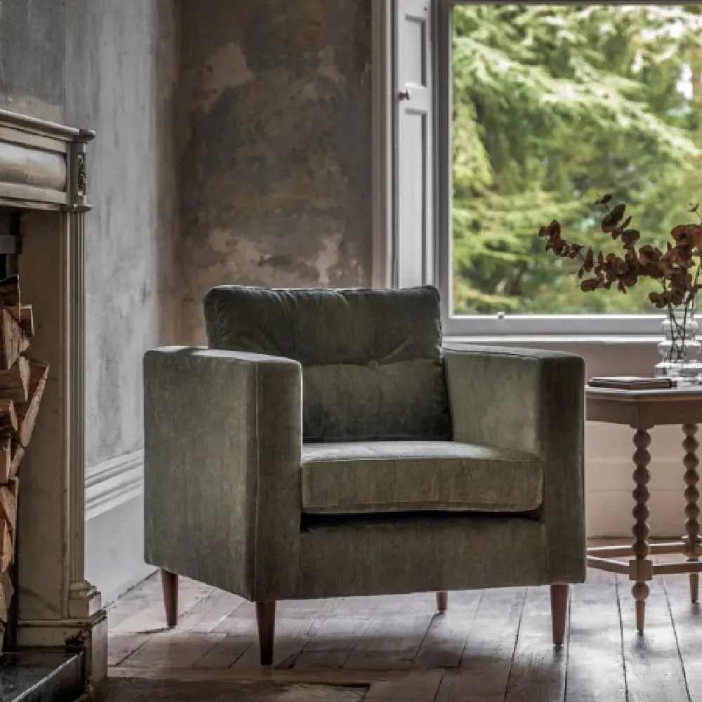 Wantagh Fabric Armchair - Forest, Oak