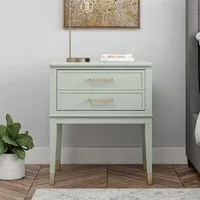 Wantagh End Table with 2 Drawers - Green, Wood alternate view