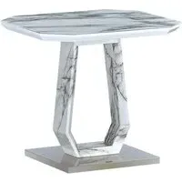 Wantu Square Lamp Table - Marble Effect, Glass