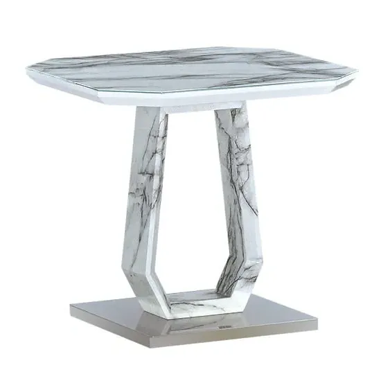 Wantu Square Lamp Table - Marble Effect, Glass image