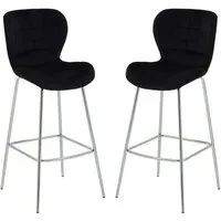 Warden Bar Chairs - Black, Velvet