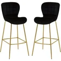 Warden Bar Chairs - Black, Velvet