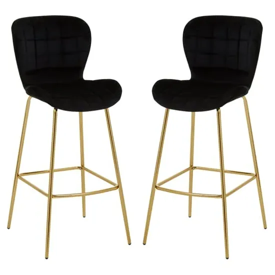 Warden Bar Chairs - Black, Velvet