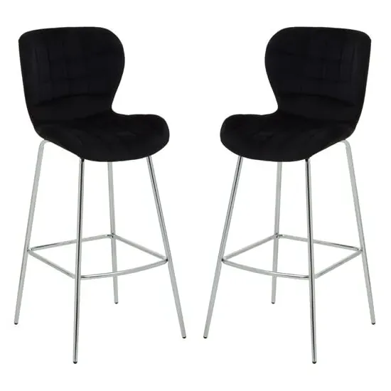 Warden Bar Chairs - Black, Velvet