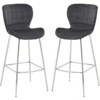 Warden Bar Chairs - Grey, Velvet