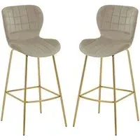 Warden Bar Chairs - Mink, Velvet