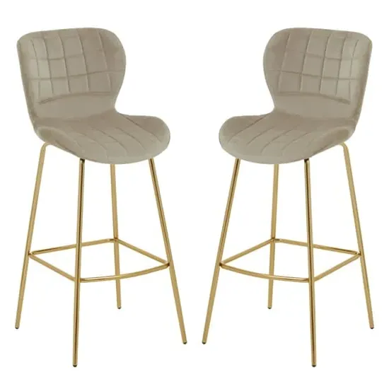 Warden Bar Chairs - Mink, Velvet