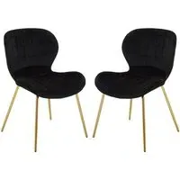 Warden Dining Chairs - Black, Velvet