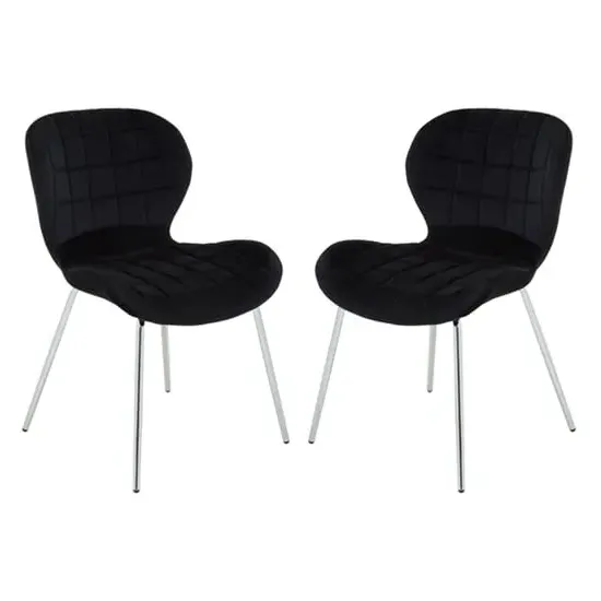 Warden Dining Chairs - Black, Velvet
