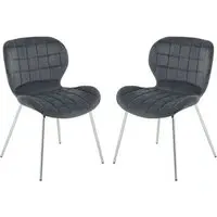 Warden Dining Chairs - Grey, Velvet