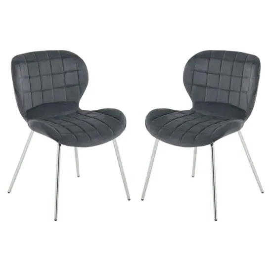 Warden Dining Chairs - Grey, Velvet