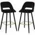 Warns Bar Chairs with Gold Footrest - Black, Velvet