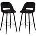Warns Bar Chairs with Silver Footrest - Black, Velvet