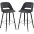 Warns Bar Chairs with Silver Footrest - Grey, Velvet