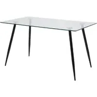 Warren Rectangular Dining Table - Black, Clear Glass
