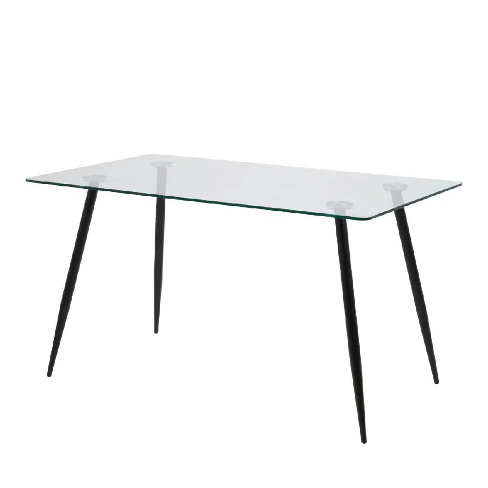 Warren Rectangular Dining Table - Black, Clear Glass