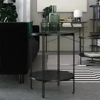 Warren Round Side Table - Black, Glass