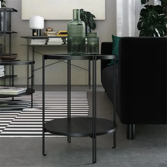 Warren Round Side Table - Black, Glass image