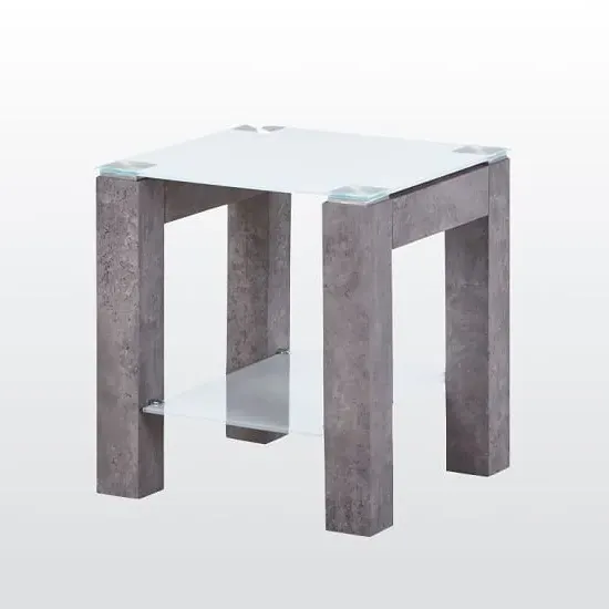 Warren Square End Table - White, Glass