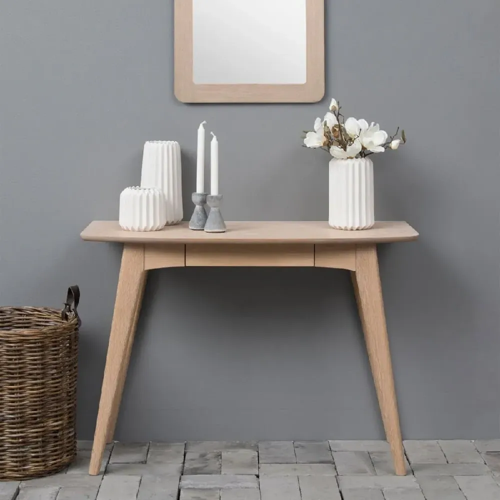 Warsaw Laptop Desk with Drawer - White, Oak