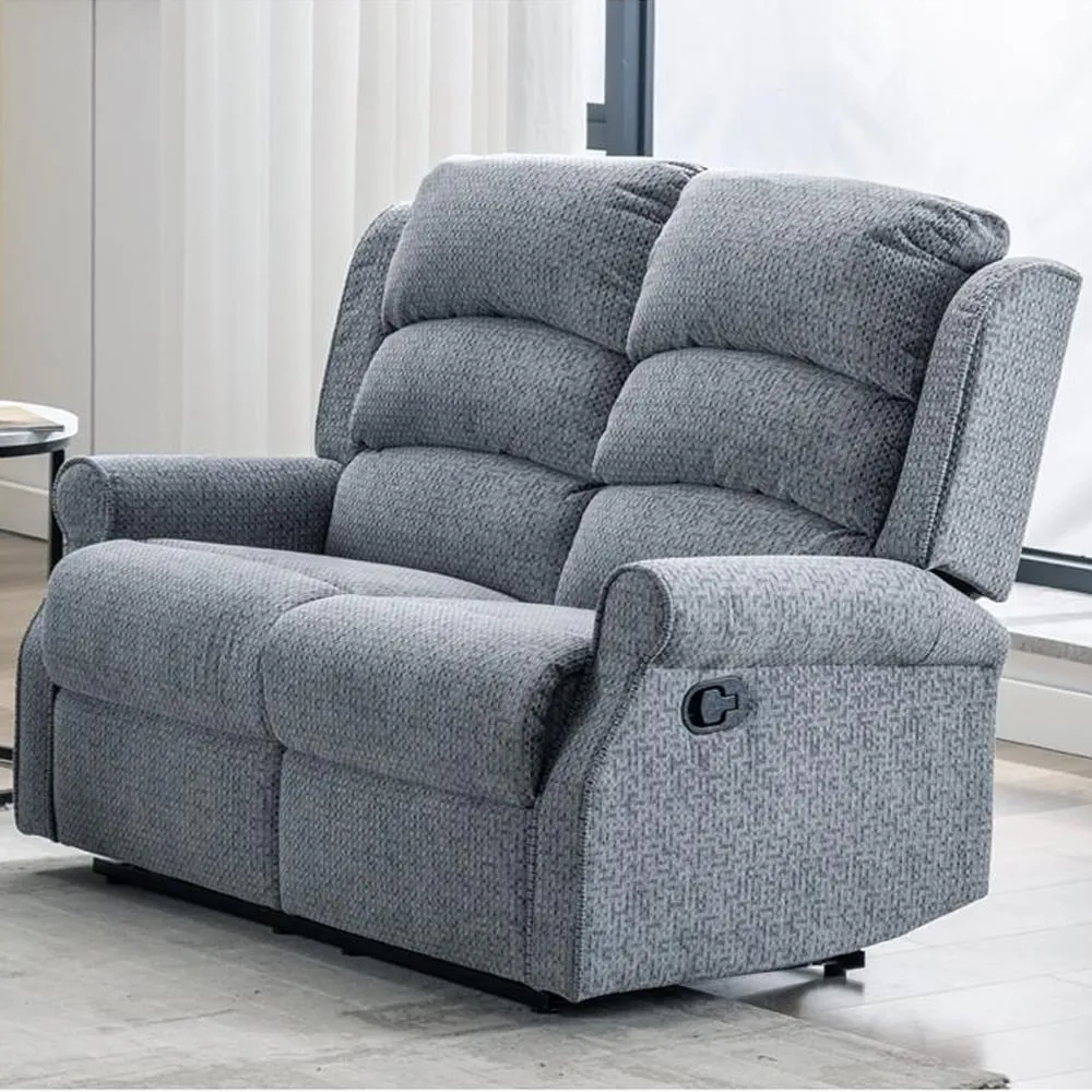 Warth 2-Seater Recliner Sofa - Steel Blue, Fabric