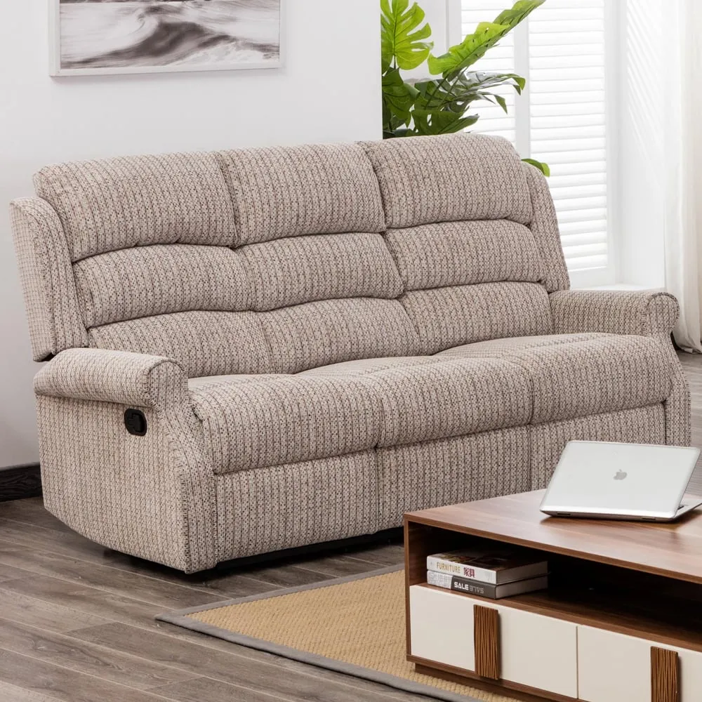 Warth 3-Seater Recliner Sofa - Natural, Fabric