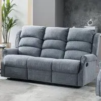 Warth 3-Seater Recliner Sofa - Steel Blue, Fabric