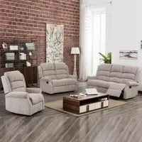 Warth 3-Seater Recliner Sofa Suite - Natural, Fabric