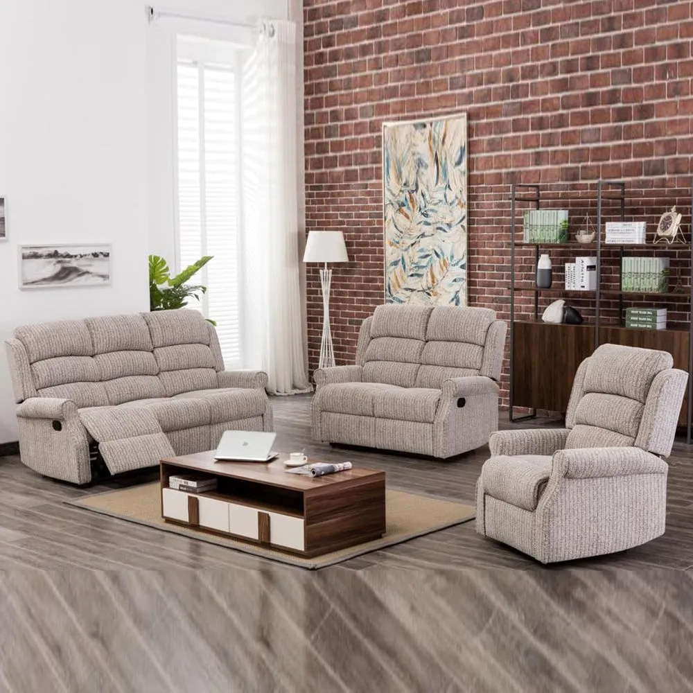 Warth 3-Seater Recliner Sofa Suite - Natural, Fabric image