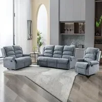 Warth 3-Seater Recliner Sofa Suite - Steel Blue, Fabric