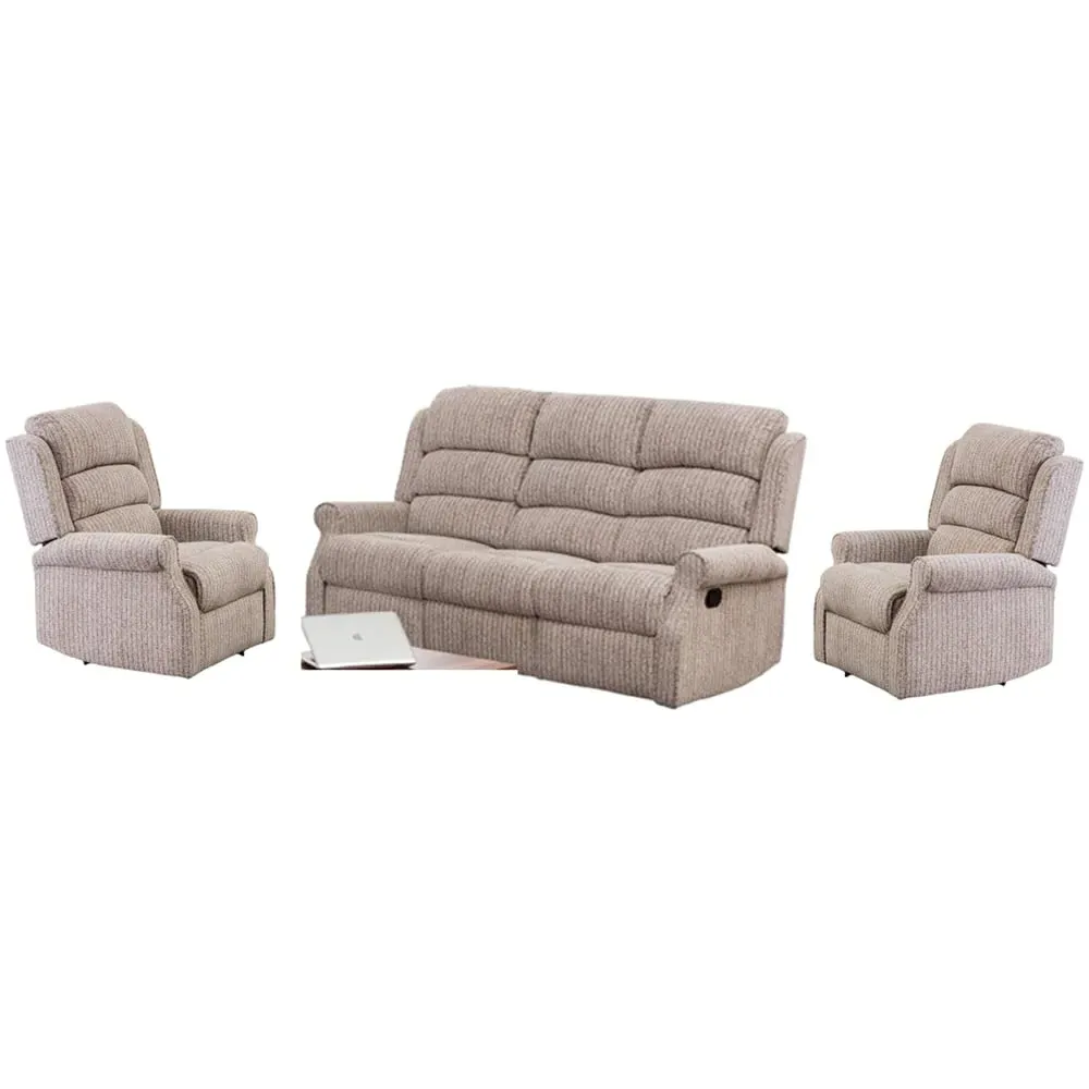 Warth 3+1+1 Recliner Sofa Set - Natural, Fabric
