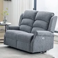 Warth Electric 2-Seater Recliner Sofa - Steel Blue, Fabric