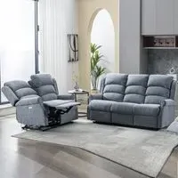 Warth Electric 3+2 Seater Sofa Set - Steel Blue, Fabric