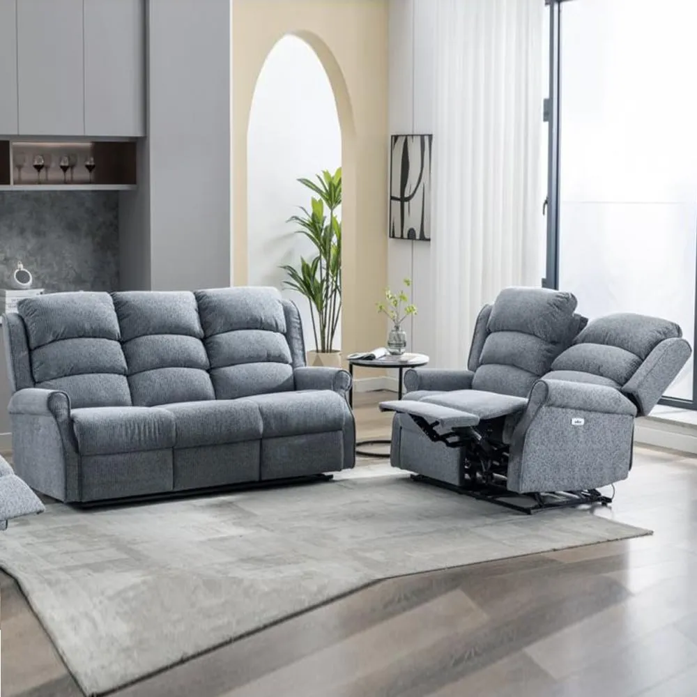 Warth Electric 3+2 Seater Sofa Set - Steel Blue, Fabric