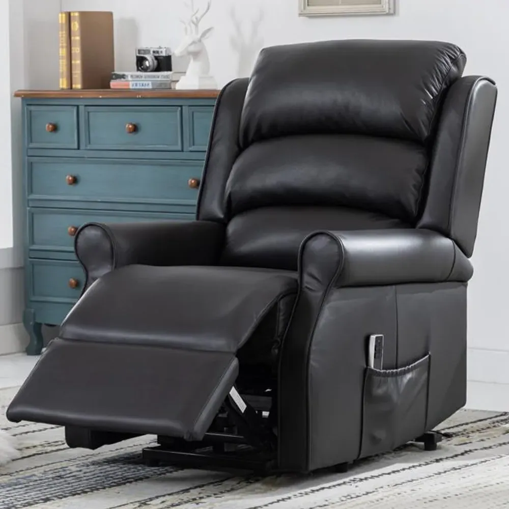 Warth Electric Dual Motor Recliner Chair - Black, Leather image