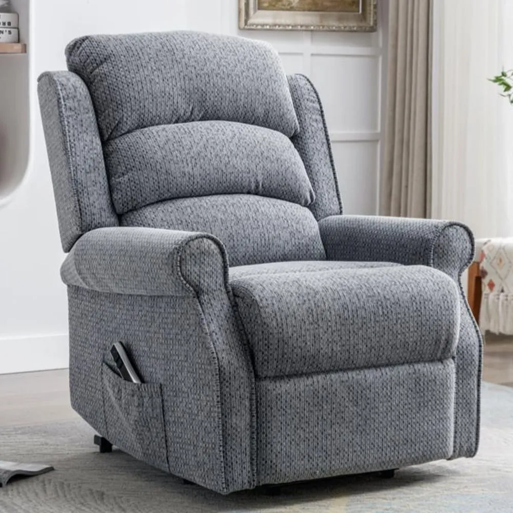 Warth Electric Dual Motor Recliner Chair - Steel Blue, Fabric