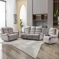 Warth Electric Recliner Sofa Suite - Natural, Fabric