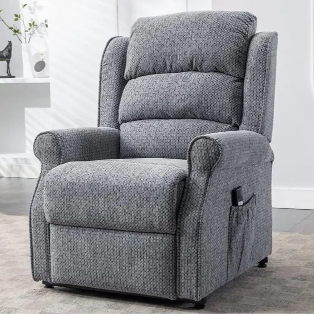 Warth Electric Single Motor Recliner Chair - Steel Blue, Fabric