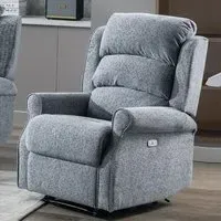 Warth Electric Single Motor Recliner Sofa - Steel Blue, Fabric