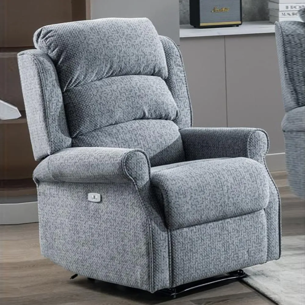 Warth Electric Single Motor Recliner Sofa - Steel Blue, Fabric