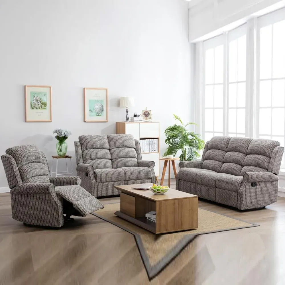 Warth Reclining Sofa Suite 3+2+1 Seater - Latte, Fabric product