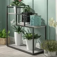 Warton 3-Tier Plant Stand - Light Concrete, Wood
