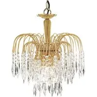 Waterfall 3 Lights Crystal Pendant Light - Gold