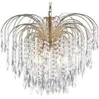 Waterfall 5 Lights Crystal Pendant Light - Gold
