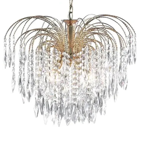 Waterfall 5 Lights Crystal Pendant Light - Gold