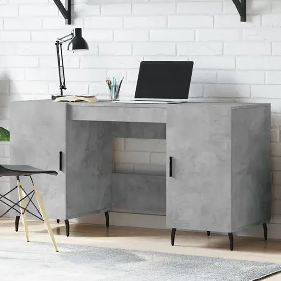 Waterford Computer Desk with 2 Doors - Concrete Effect