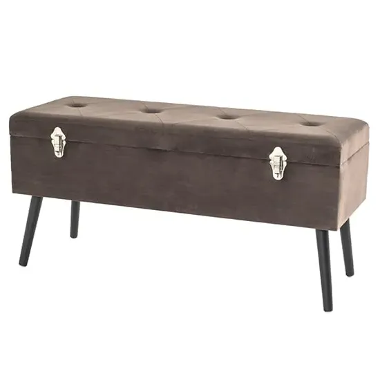 Watford Large Storage Ottoman with Upholstery - Taupe, Velvet image
